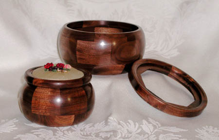 Walnut, Round style, 3" & 4.5" openings,3.5" H, $110.00 each