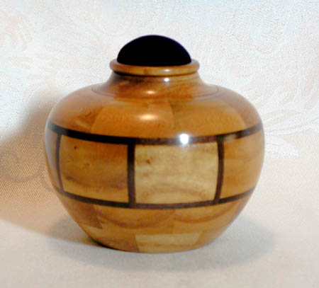 Mulberry with Walnut stripe, 4.5" D x 3.4" H, $140.00 --- SOLD --- 