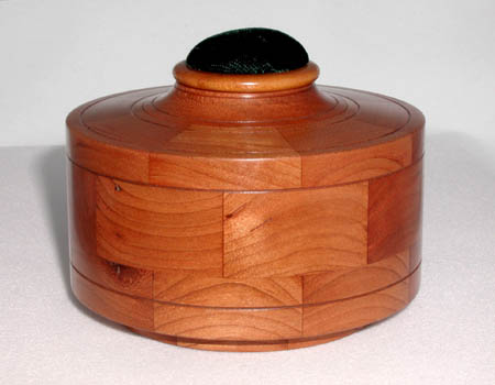 Segmented Cherry, cylinder style, 4" D x 2.75" H, $125.00 -- SOLD -- 